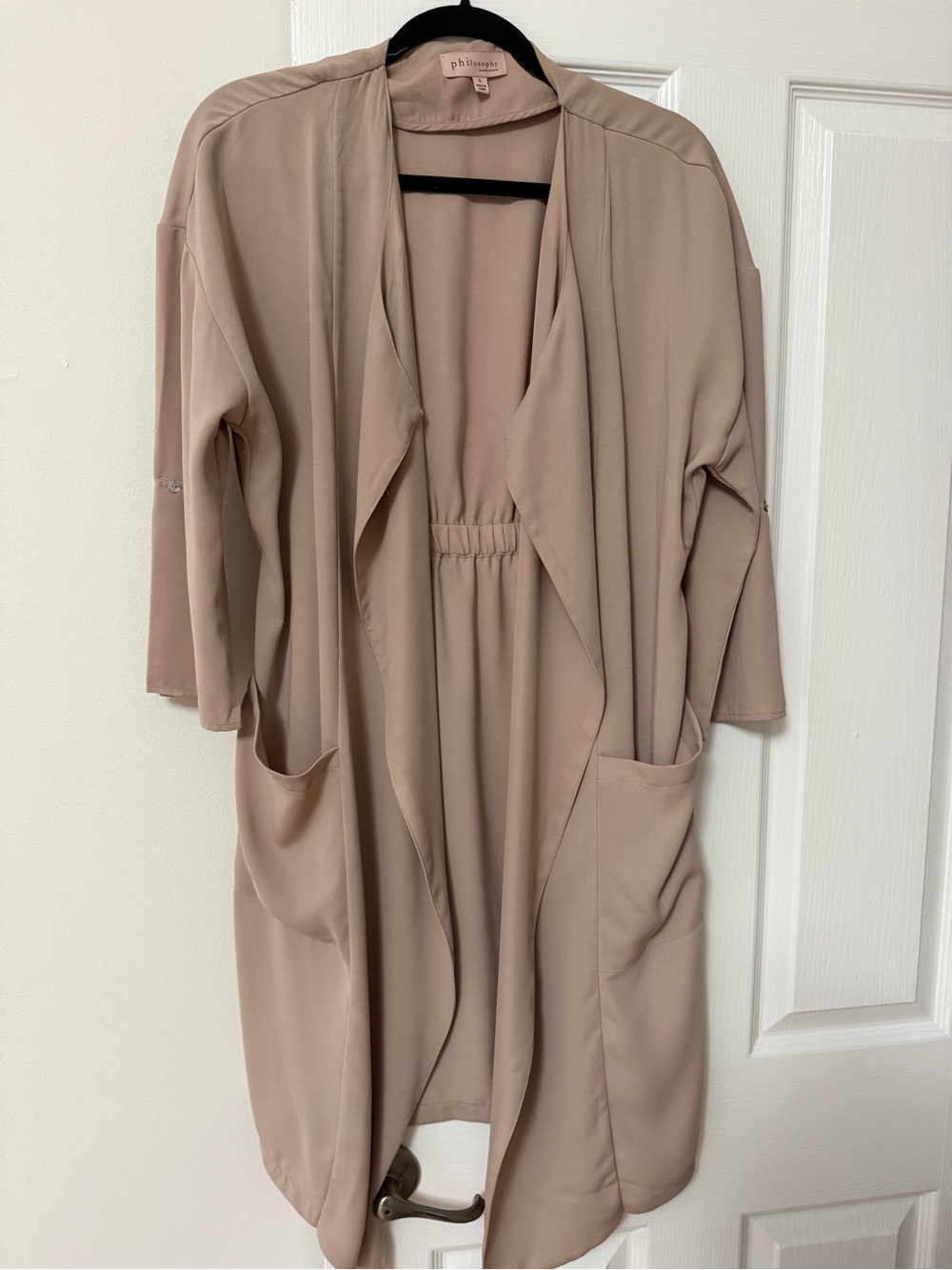 Philosophy Soft Beige Open-Front Cardigan